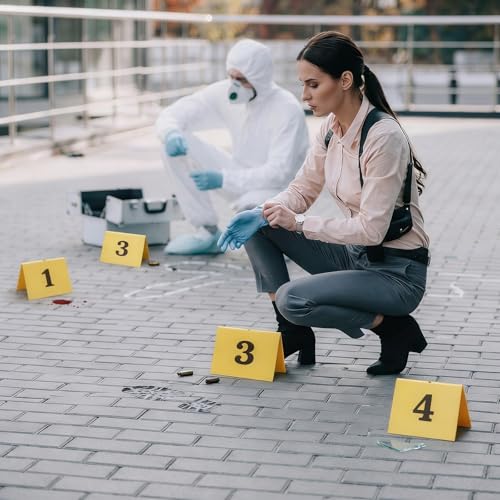 40 Pack Evidence Markers with Numbered Acrylic Tents for Investigations & Halloween Decorations