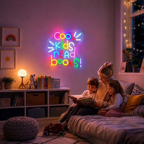 Neon Sign - Cool Kids Read Books Wall Decor LED Neon Light