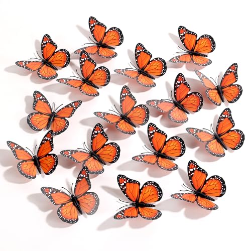 Mini 8cm Magnetic Monarch Butterfly Decor Set - 50pcs Artificial 3D Wall Stickers