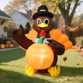 4FT Thanksgiving Turkey Inflatable - Outdoor Yard Holiday Decoration with LED Lights