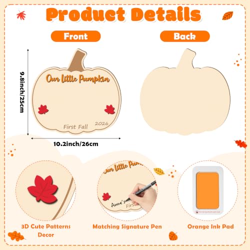 First Fall Baby Footprint Handprint Sign - Keepsake Fall Keepsake - Pumpkin-Shaped Wooden Art - Variation: First Fall