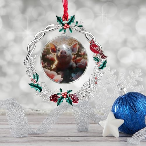 Cute Pig Christmas Ornament - Festive Glass Holiday Decor for Tree & Wreath