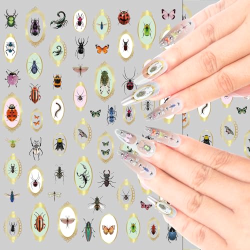 6 Sheets Bug Nail Art Stickers - Realistic Insect Spider Butterfly Decals for Nails - Variation of THIS listing