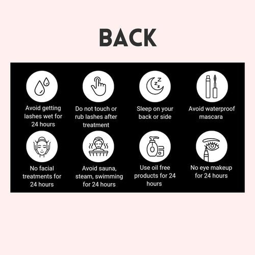 Lash Lift and Tint Aftercare Card | 50 Pack | 2x3.5 Inch Business Card Size | Lash Lift and Tint, Black & White Simple Design with Illustration & Instruction