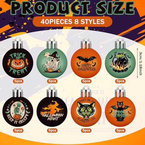 Gothic Halloween Tree Ornaments Set - 40 Spooky Mini Ball Decorations with Variation