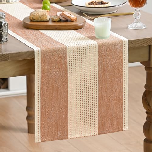 Caramel Farmhouse Rustic Fall Table Runner 13x72 Inch - Seasonal Macrame Kitchen Decor