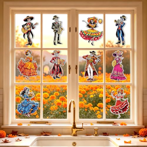 10Pcs Large Day of The Dead Skeleton Decorations Set - Halloween Altars & Parties