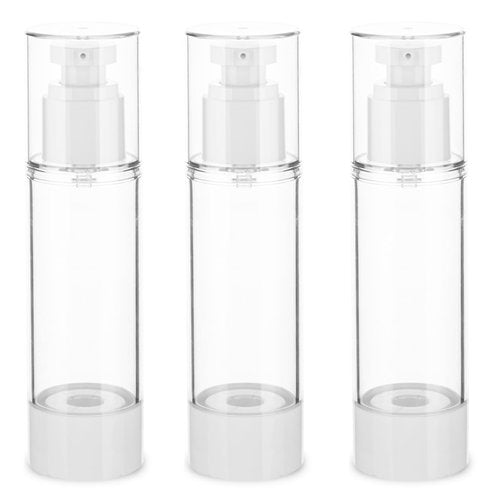 IFDGCTK 2.7OZ/80ML Clear Airless Pump Bottles, Lotion Dispenser Travel with Pump, Vacuum Plastic Travel Size Lotion Bottle for Foundation, Creams, Cosmetic(3 Pack)