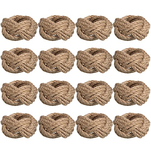 Vivid Style Thanksgiving Burlap Napkin Rings Set of 16 Rustic Fall Table Decor