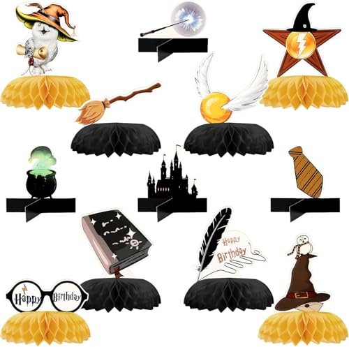 12PCS Magic Wizard Honeycomb Table Decorations for Birthday Halloween Party