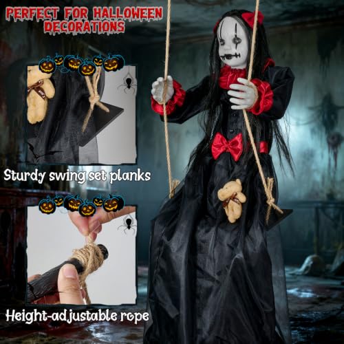 Halloween Hanging Girl Doll Decor - 4.6Ft Spooky Outdoor Swinging Ghost
