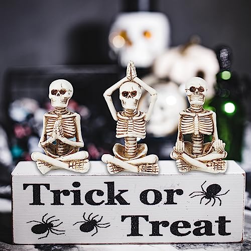 Yoga Skeleton Figurines Set - Halloween Skeleton Decor for Spooky & Funny Meditation