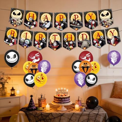 Halloween Christmas Birthday Party Decorations Set with Balloons & Banner