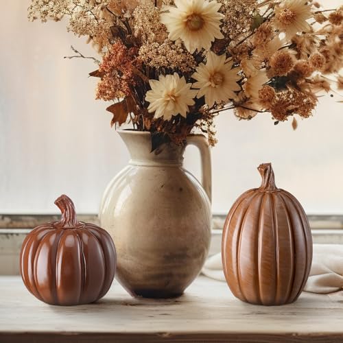 Autumn Pumpkin Decor Set - Resin Tabletop Pumpkins for Fall Thanksgiving Halloween