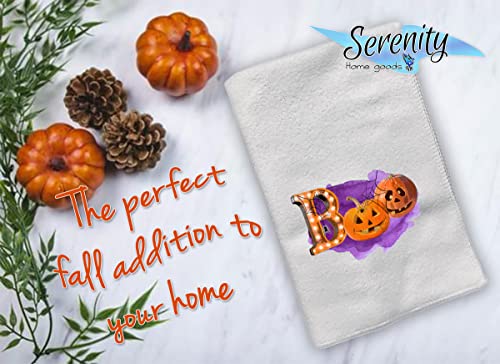 Halloween Boo Hand Towels Set - Fall Kitchen & Bathroom Decor - Gnome Witch Bat Pumpkin
