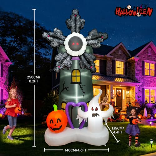 Halloween Inflatable Spinning Ghoul Mill - 8FT Giant Yard Decoration with Pumpkin Ghost & LED Lights