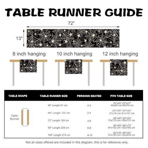 Halloween Spider Web Table Runner 13x72 Inch Black White Cobweb Decor Variation of THIS listing