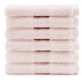 Maisonette Loft Egyptian Cotton Turkish Hand Towels - Soft, Absorbent Washcloths for Face - Ideal Quick Dry Small Towel Wash Cloth Set for Bathroom - (13" x 13", 6 Pack) - Light Pink (Petal Pink)
