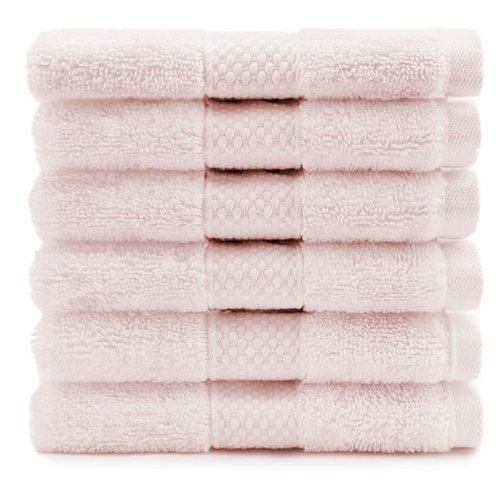 Maisonette Loft Egyptian Cotton Turkish Hand Towels - Soft, Absorbent Washcloths for Face - Ideal Quick Dry Small Towel Wash Cloth Set for Bathroom - (13" x 13", 6 Pack) - Light Pink (Petal Pink)