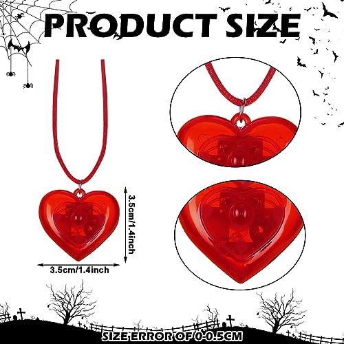 9 Pcs LED Light Up Red Heart Necklaces - Flashing Halloween Party Accessories