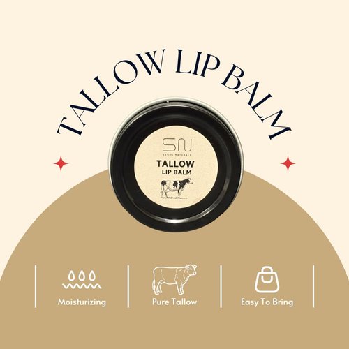 Seoul Naturals Tallow Lip Balm - Vanilla Flavor | Nourishing 0.5 Oz Tin for Soft Lips