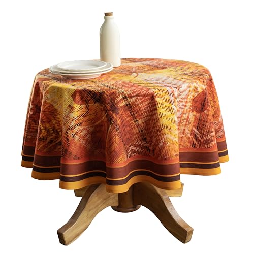 Maison d'Hermine 69-Inch Round Cotton Table Cloth - Thanksgiving Tartan Variant