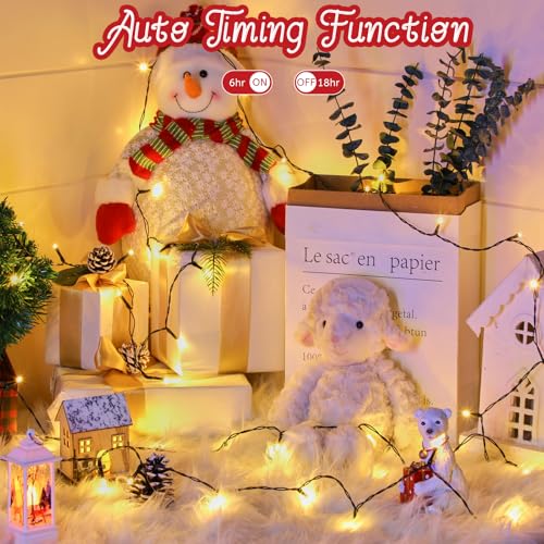 Battery Operated Christmas String Lights 4 Pack 132FT 400 LED Warm White with 8 Modes & Timer