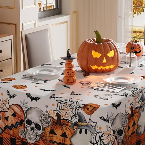 Halloween Spooky Pumpkin Rectangle Tablecloth 52x70 Inch - Fall Decor