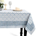 Indigo Regal Cotton Square Tablecloth 60x60 Inches - Indian Block Print