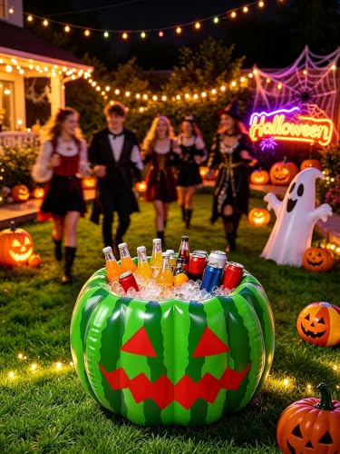 Inflatable Watermelon Cooler for Parties - 30x20 Inch Drink Cooler, Summer & Halloween Decor
