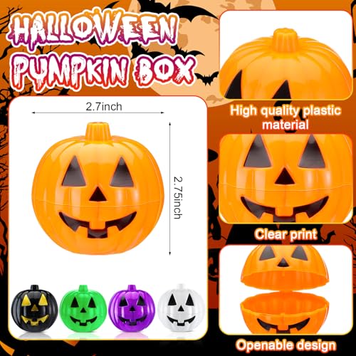 Colorful Halloween Pumpkin Container Buckets - 120 Pack Plastic Gift Holders