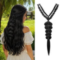 Clip-In Boho Braided Hair Extension - 24 Inch Black for Weddings Festivals
