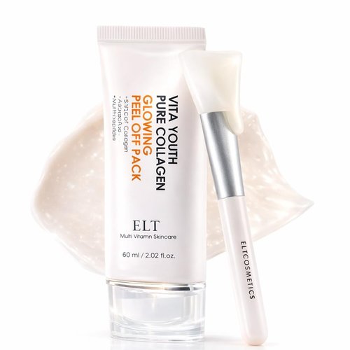ELT Collagen Peel Off Facial Mask Pack - Hydrating & Firming Wrapping face Mask with 5 Types of Collagen, 8 Peptides, Silicone Brush Korean Skincare (60 ml / 2.02 fl.oz)