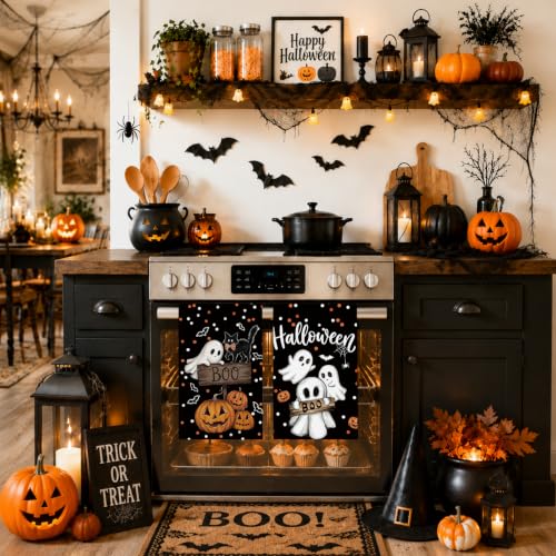 Halloween Ghost Pumpkin Kitchen Towels Set of 2 - Absorbent Dish & Hand Towels