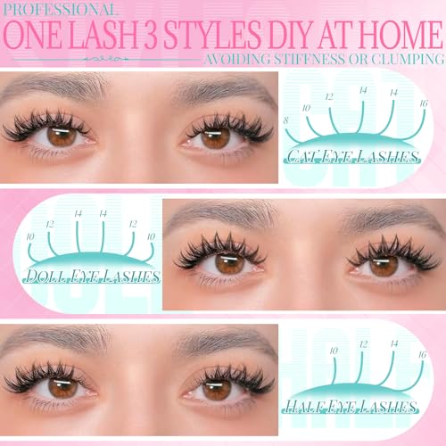 Spark Bunny Lash Clusters - Spiky Anime Style Eyelash Extensions, 8-16mm, Cruelty-Free