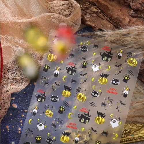 Halloween Nail Stickers Pumpkin Ghost Cat Self-Adhesive Decals - Color63
