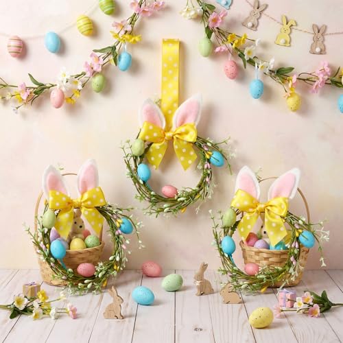 Mini Halloween Egg Wreaths Set of 4 - 3.5 Inch Front Door Decor