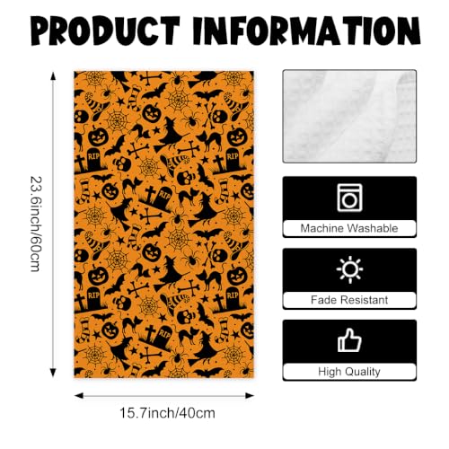 Halloween Kitchen Towels Set - Silhouette Orange Dish Hand Towels, 2 Pieces, Variation Towel28
