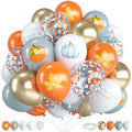 Fall Blue Pastel Orange Dusty Blue White Balloons Set - 12 Inch Party Decor