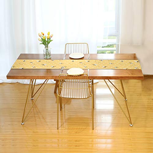 Honeycomb Animal Bee Table Runner 13x70 Inch Polyester for Dining & Kitchen