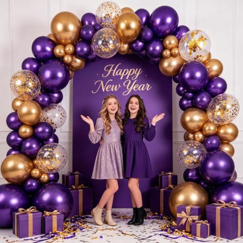 Purple Gold Balloons Set 60pcs for Graduation Halloween Wedding New Year Party Decorations