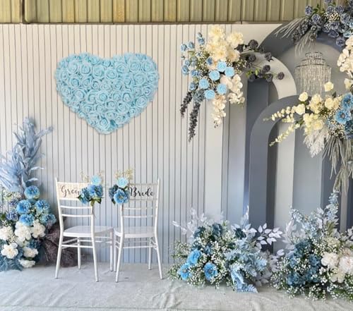 Artificial Light Blue Rose Flower Heads - 100pcs Foam Fake Roses for DIY Wedding & Party Decor