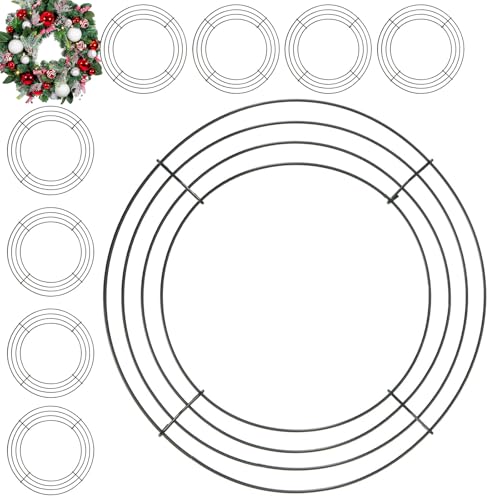 25 Pack 10-Inch Metal Wreath Frames for DIY Floral Decorations, Green