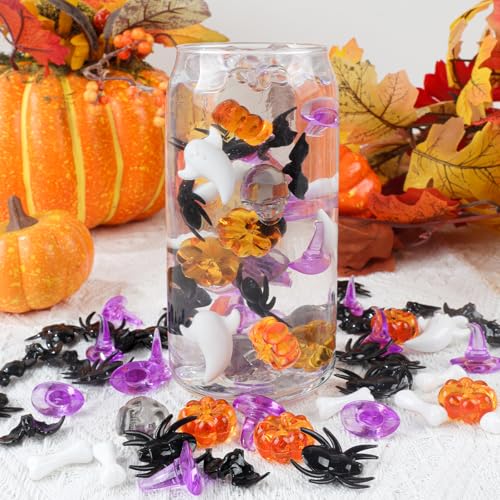 Halloween Acrylic Vase Fillers Set - Mini Pumpkins, Ghosts, Spiders & Bats