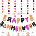 Pink Summerween Banner Set with Glitter Garlands - Pre-Strung Halloween Party Decor