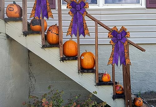 Halloween Burlap Spider Web Wreath Bow - Purple & Orange Fall Decor - Style1