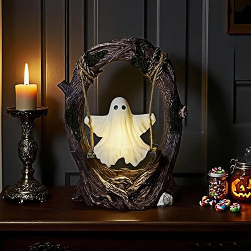 Halloween Ghost Swing Figurine Indoor & Outdoor Decor - Spooky Gothic Halloween Gift