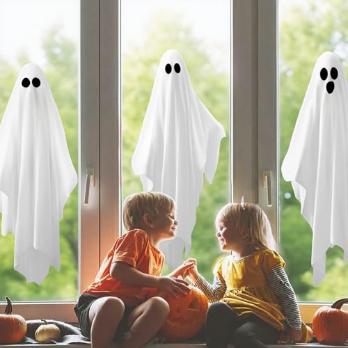 Large Ghost Window Clings Halloween Decorations Set - Spooky Mirror Decals