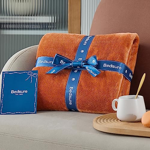 Bedsure Cozy Fleece Throw Blanket - 50x70 Inches, Orange, XL