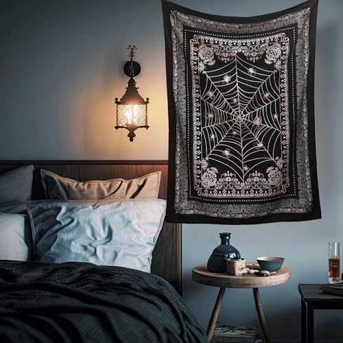 Halloween Gothic Table Cloth 51x72 Inches Spider Web Victorian Black